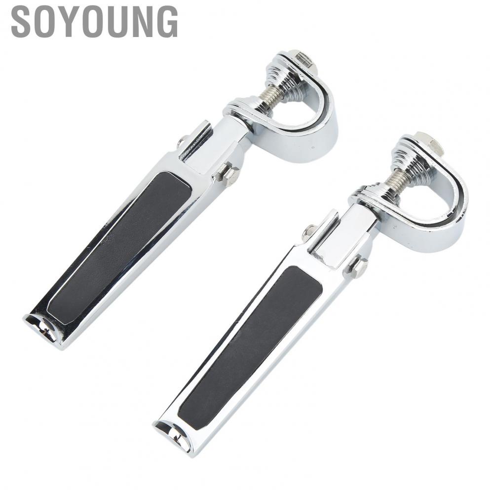 Soyoung Engine Guard Foot Pedals  2PCS U Clamp Foot Pegs Ergonomic Comfortable Riding  for Motorcycle Street Bike with 1in ‑ 1‑1/4in Highway Bar