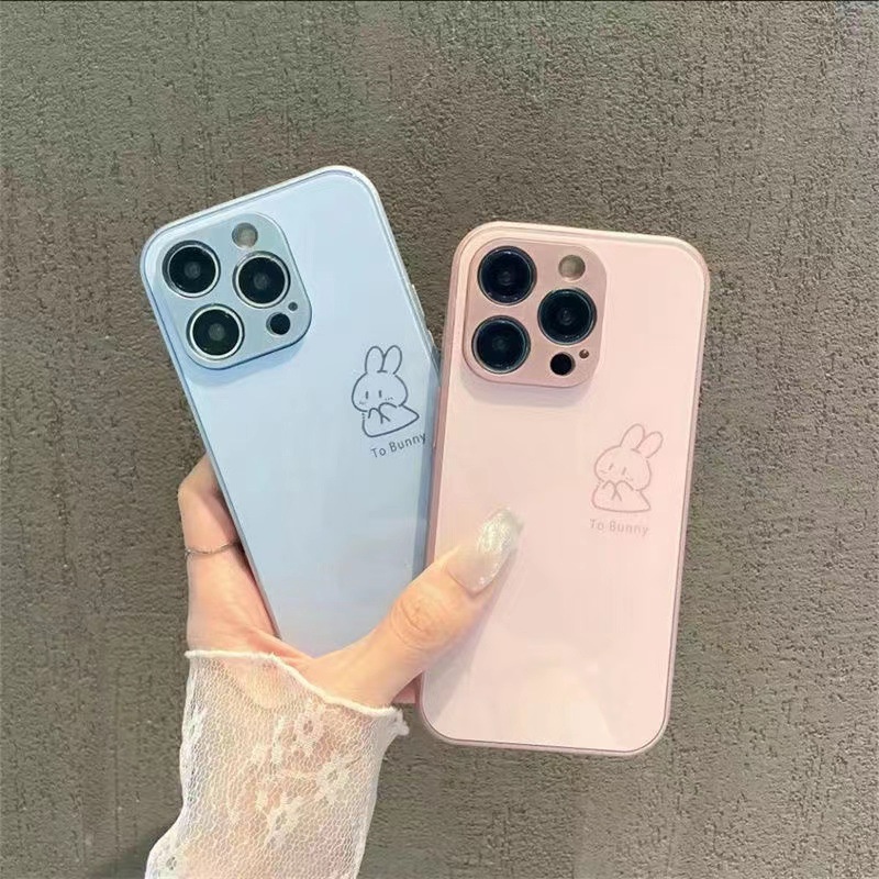 Ốp Điện Thoại Mặt Kính In Hình Thỏ Hoạt Hình Cho Iphone 12promax 12Pro 14Inch