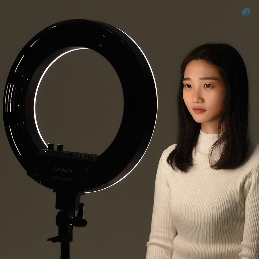 ANDOER Vòng Đèn LED 18 Inch 50W 3200K-5500K Có Thể Điều Chỉnh Nhiệt Độ Dùng Trong Studio Chụp Ảnh