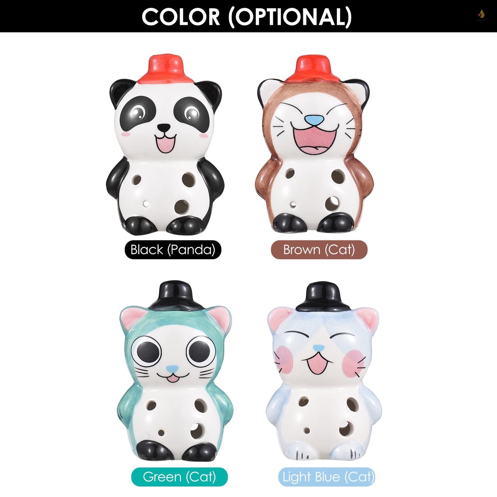 Nhạc Cụ Ocarina Gốm 6 Lỗ Có Dây Đeo Hình Động Vật Dễ Thương