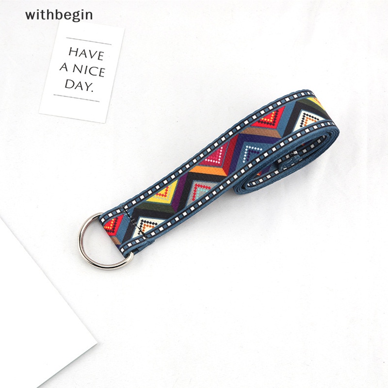 Thắt Lưng Vải Canvas Khóa Chữ D In Họa Tiết Phong Cách Bohemian Thời Trang Cho Nữ