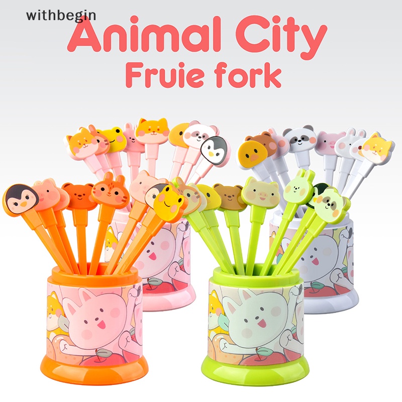 Bộ 8 Nĩa Ăn Trái Cây / Tráng Miệng Hình Động Vật Hoạt Hình Mini Dễ Thương