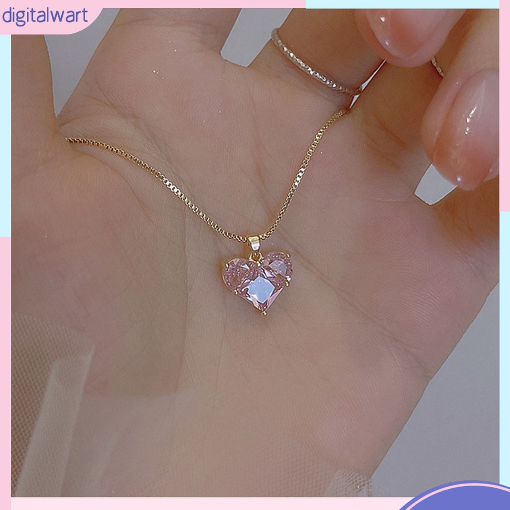 [IGT] Vòng cổ Mặt Hình Học Đính Đá Zircon Màu Hồng Lấp Lánh Chống Mài Mòn Không Gây Dị Ứng Dành Cho Nữ