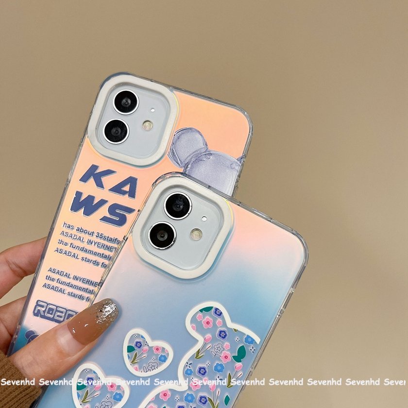 Ốp Điện Thoại Dẻo Màu Laser Họa Tiết Chú Gấu Dễ Thương Cho iPhone 14 13 12 11 Pro Max Xs Max Xr X 7 8 Plus