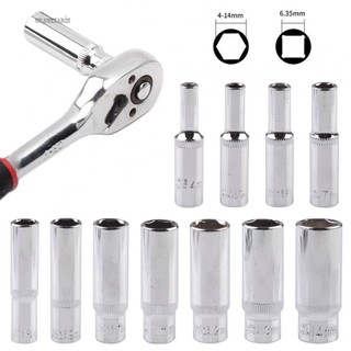 【GRCEKRIN】1PCS 4-14mm Deep Socket-Adapter 1/4inch Hex-Socket Wrench-Heads-Ratchet-Tool