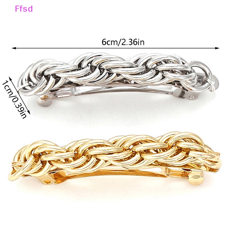 {Ffsd} Kẹp Tóc Dạng Xoắn Bằng Kim Loại Màu Vàng / Bạc Tối Giản Cho Nữ * Bán Chạy