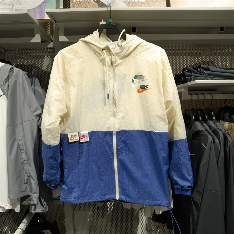 Áo Khoác Gió Nike 100% Chính Hãng Phối Màu Tương Phản Có Mũ Trùm Cá Tính Cho Nam
