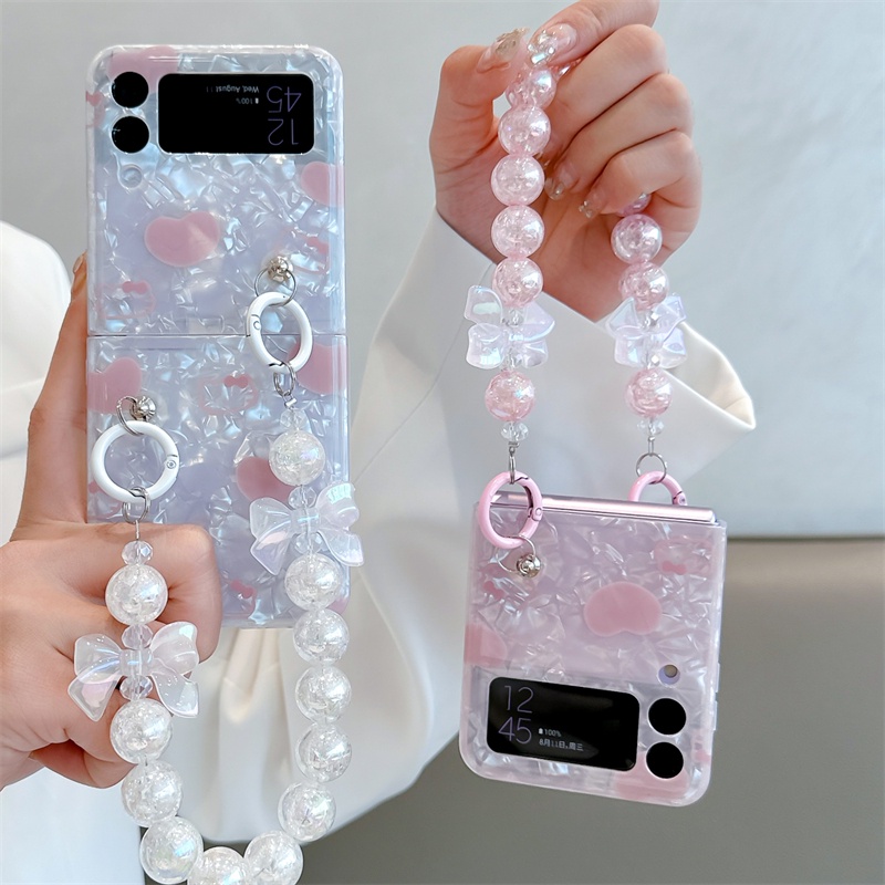 Ốp Điện Thoại Tpu Dẻo Họa Tiết Hoạt Hình Lấp Lánh Kèm Vòng Đeo Tay Cho Samsung Galaxy Z Flip 4 Z Flip 3