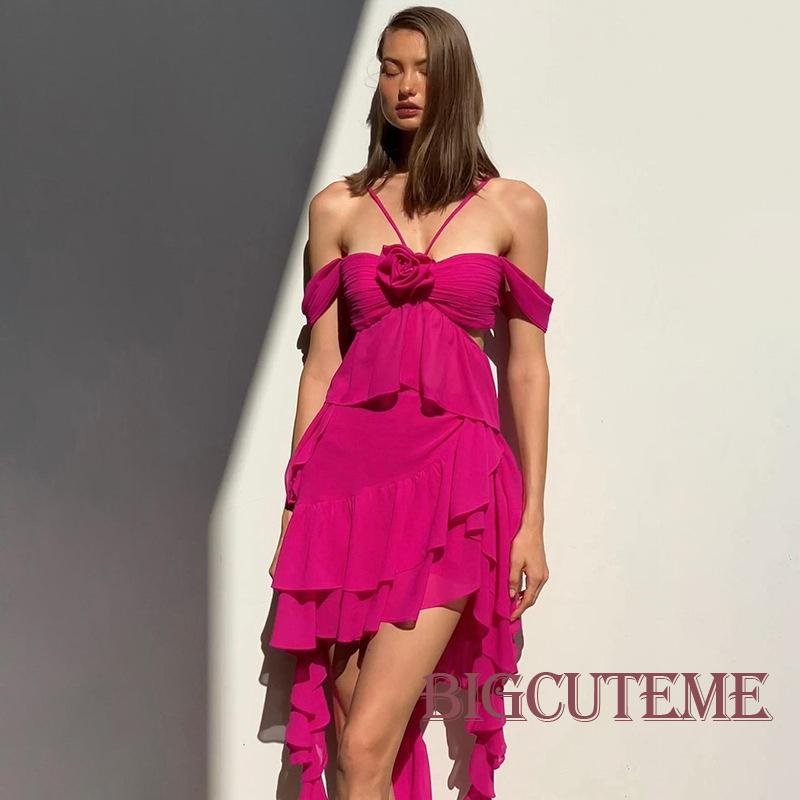 Đầm Midi Không Tay Nhún Bèo Họa Tiết Hoa Thời Trang Mùa Hè Cho Nữ