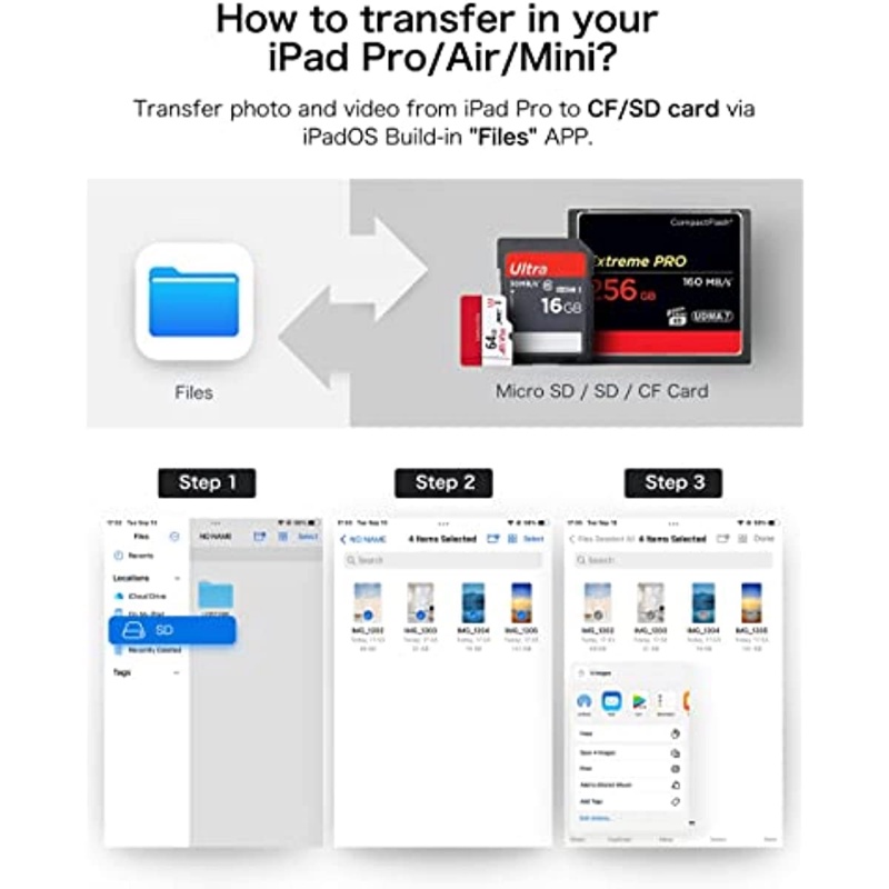 Đầu Đọc Thẻ Nhớ CF SD TF type-c 3 Trong 1 Cho MacBook Pro / Air M1 M2 iPad Pro HUAWEI SAMSUNG