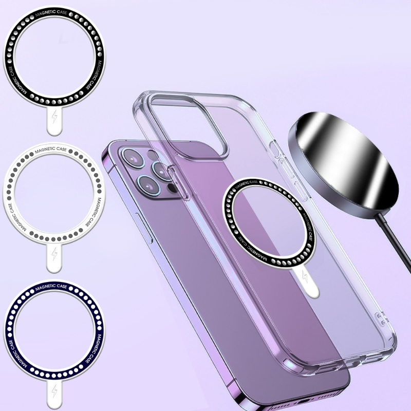 Đế Sạc Điện Thoại Không Dây Có Nam Châm Siêu Mỏng Màu Trơn Cho Xe Hơi