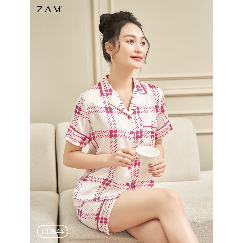 ZAM - CDB44 - Ngắn tay quần đùi TARTAN HỒNG