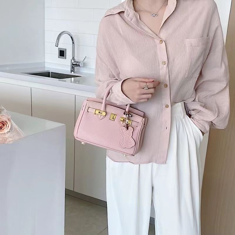 Ielgy Túi Xách Tay Nhỏ Kết Cấu Bạch Kim Hoa Anh Đào Cao Cấp Dễ Phối Đồ Thời Trang Cho Nữ