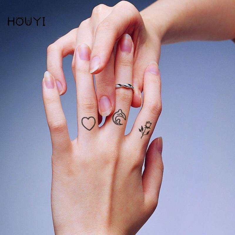 Hình Xăm Dán Tạm Thời Họa Tiết Ngôi Sao / Mặt Cười / Trái Tim / Hoa Đơn Giản Chống Thấ