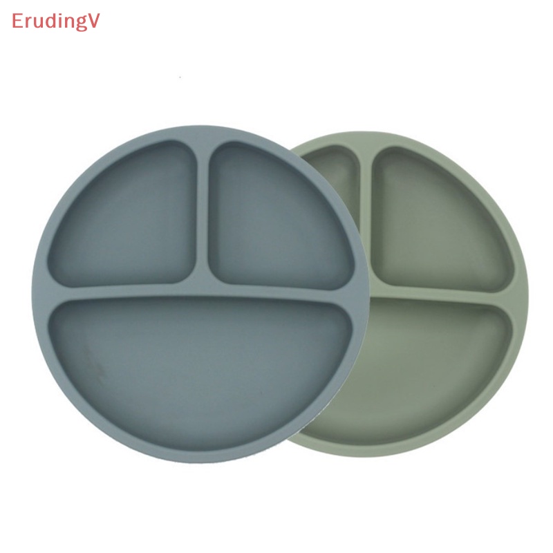 [ErudingV] Đĩa Ăn Bằng Silicon Màu Trơn Họa Tiết Hoạt Hình Dễ Thương Có Giác Hút Cho Bé [Mới]