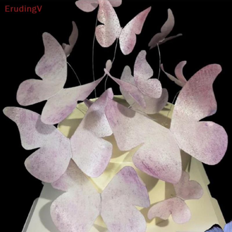 Bộ 10 Topper Trang Trí Bánh Kem Hình Bướm Bằng Vải Voan Màu Hồng