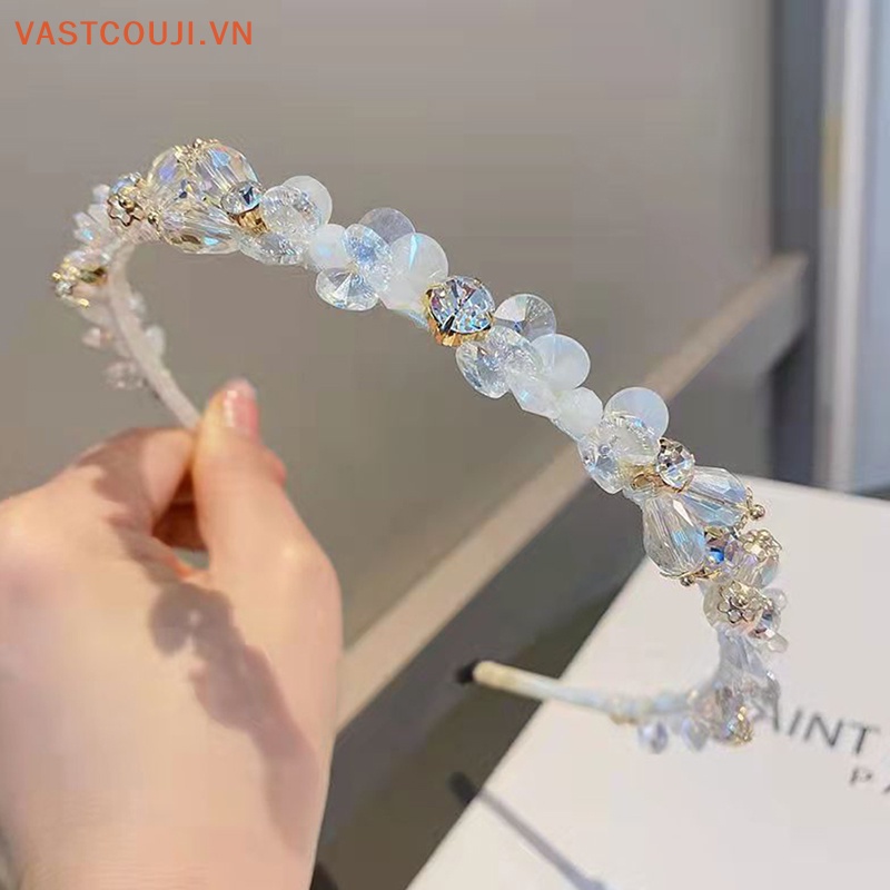 Băng Đô Hoa Đính Đá Thủy Tinh Phong Cách Bohemian Cho Nữ