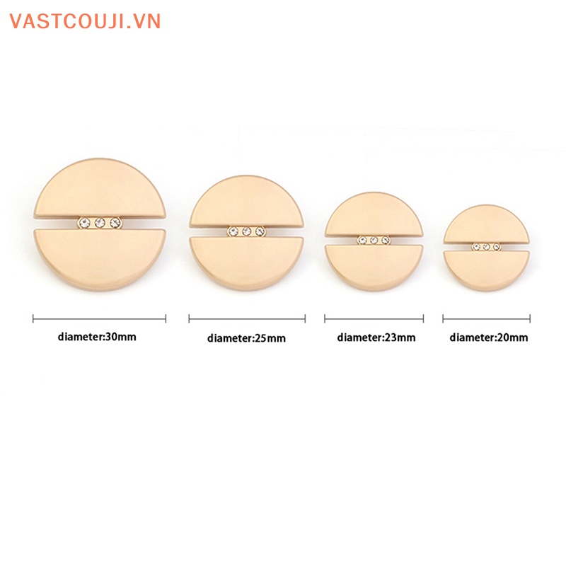 Set 5 Nút Áo Tròn 20mm / 23mm / 25mm / 30mm Bằng Kim Loại Đính Đá Trang Trí Đa Dụng