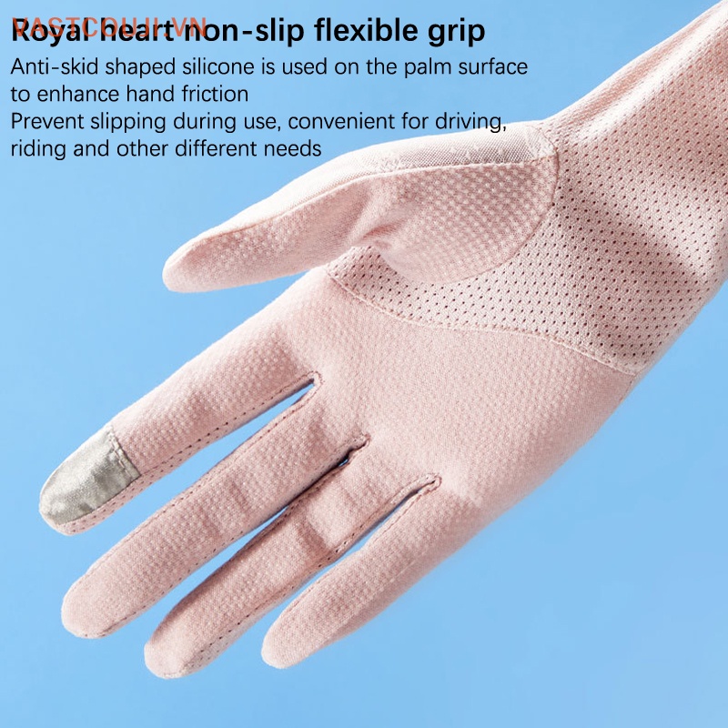 1 Đôi Găng Tay Chống Trượt Vải Lụa Lạnh Phối Ren Thoáng Khí Thời Trang Mùa Hè Cho Nữ