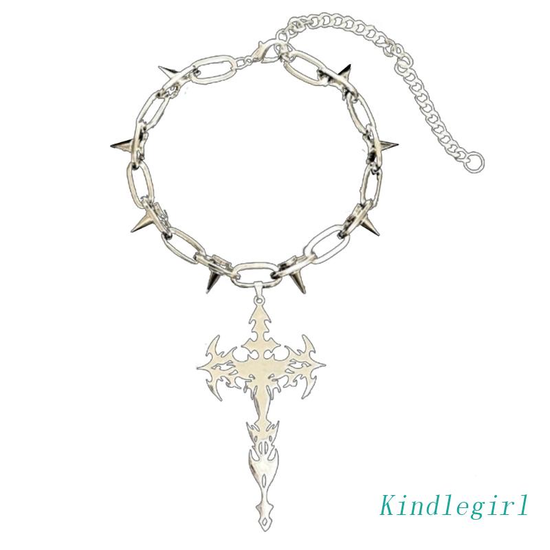 Vòng Cổ Choker Gắn Đinh Tán Mặt Chữ Thập Phong Cách Gothic Thời Trang Cho Nữ