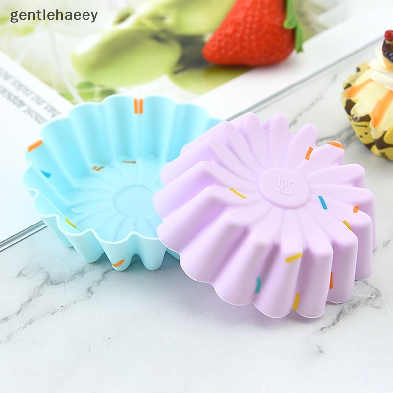 Bộ 5 Khuôn Silicone Làm Bánh Cupcake Hình Tròn / Vuông / Trái Tim 3D DIY