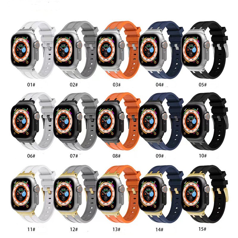 Dây Đeo Bằng Silicon + PC Sang Trọng Cho iWatch 8 7 6 5 4 3 Ultra 42mm 44mm 45mm 49mm