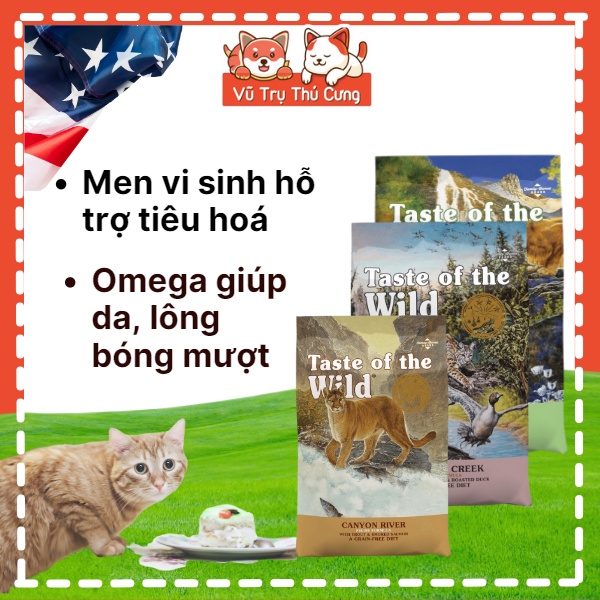 Hạt cho Mèo Taste Of The Wild 500g từ thịt tươi và rau củ, bổ sung dinh dưỡng cho Mèo biếng ăn