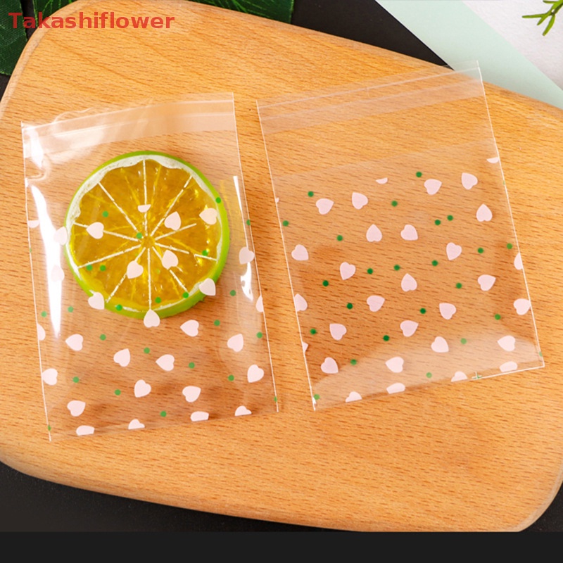 Set 100 Túi Đựng Bánh Kẹo Trong Suốt Hình Trái Tim