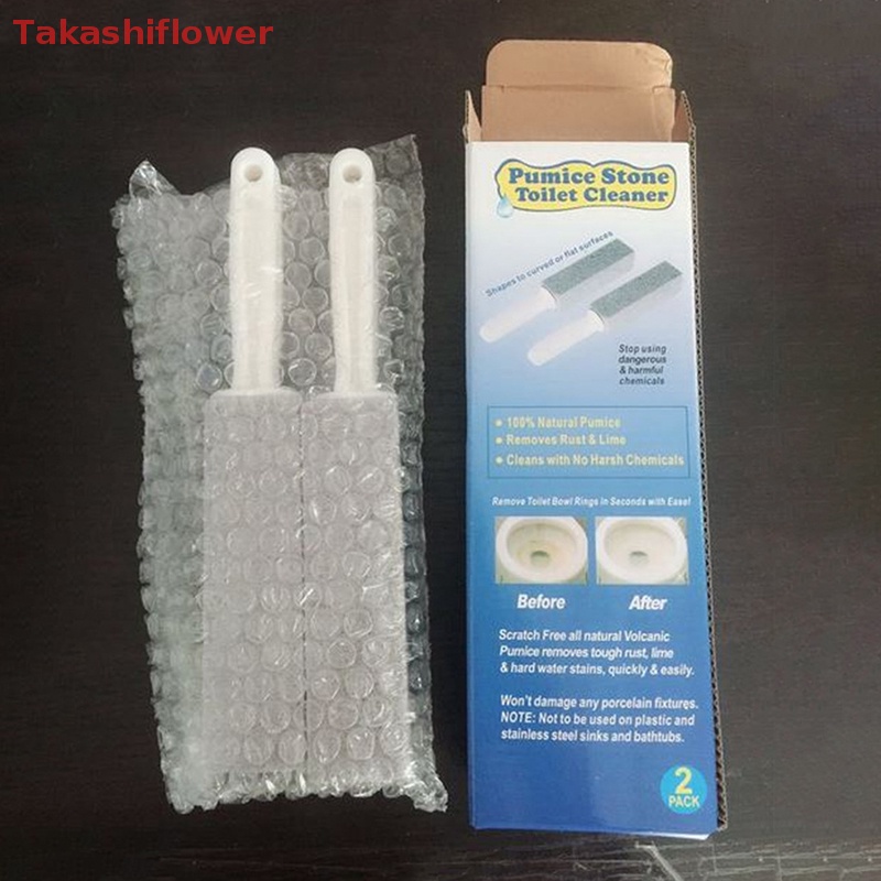(Takashiflower) Cọ Chà Toilet Bằng Đá Pumice Màu Trơn Tay Cầm Dài Tiện Lợi