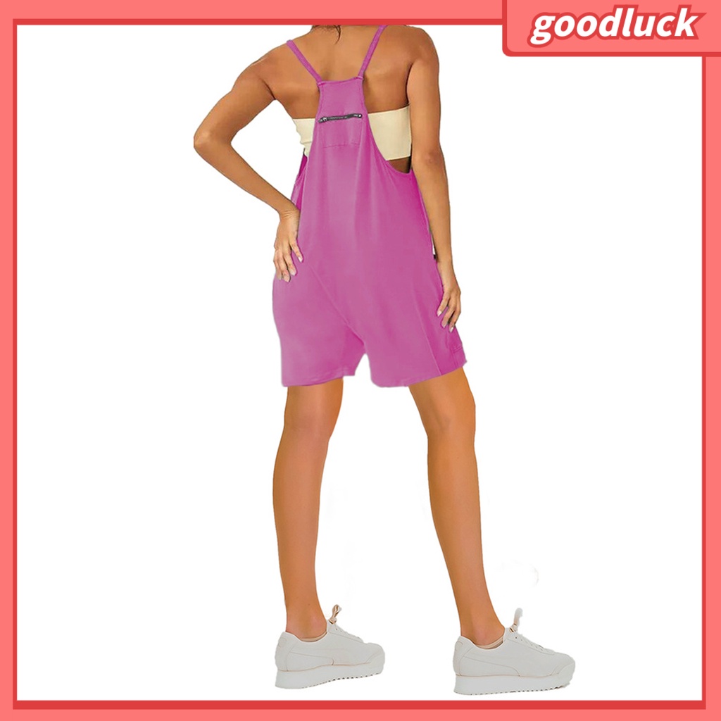 Áo Liền Quần Cổ Chữ V Dáng Suông Không Tay Màu Trơn Thời Trang Mùa Hè Cho Nữ