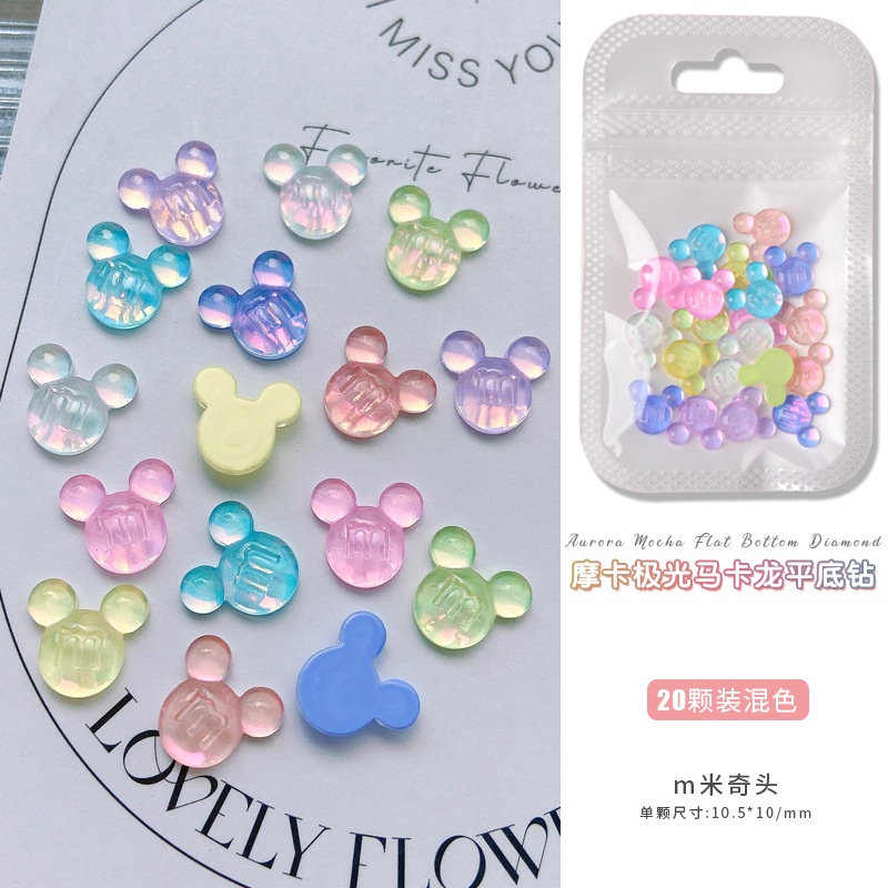 Set 20 Phụ Kiện Trang Trí Móng Tay 3D Hình Cá Heo Hoạt Hình Màu Macaron Xinh Xắn