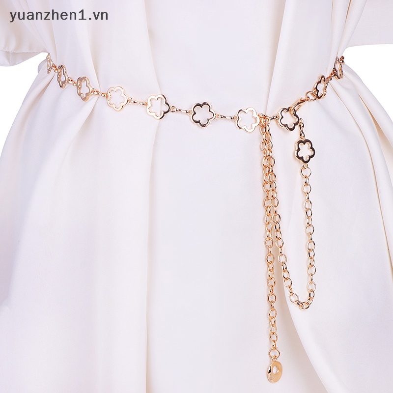 Dây Xích Đeo Thắt Lưng Bằng Kim Loại Họa Tiết Hoa Rỗng Thời Trang Cho Nữ