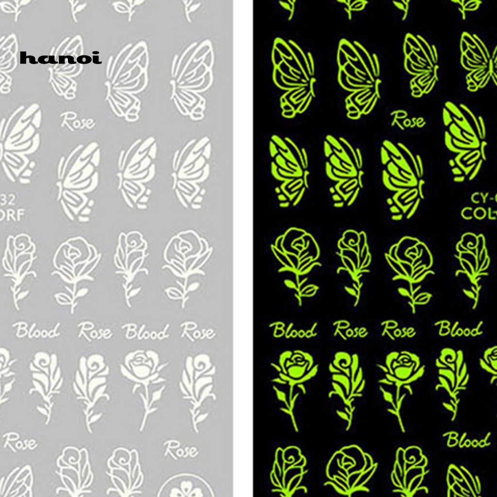 1 Tờ Miếng Dán Móng Tay Dạ Quang 3D Độc Đáo