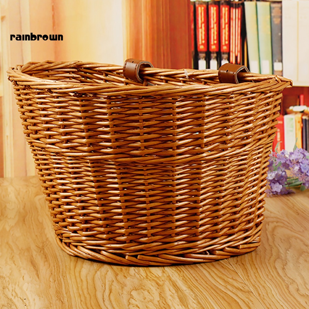 Giỏ Xe Đạp Dung Tích Lớn Bằng Dây Liễu Đan Tay Chống Chịu Thời Tiết