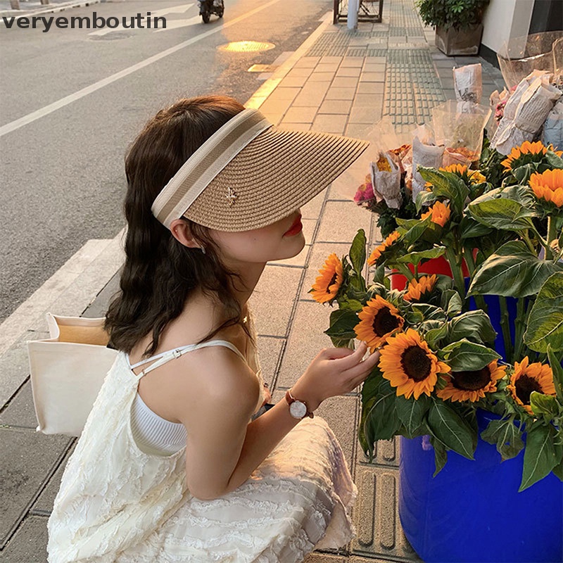 Mũ Cói Chống Nắng Vành Rộng Hở Chóp Siêu Nhẹ Có Thể Gấp Gọn Thời Trang Đi Biển Cho Nữ