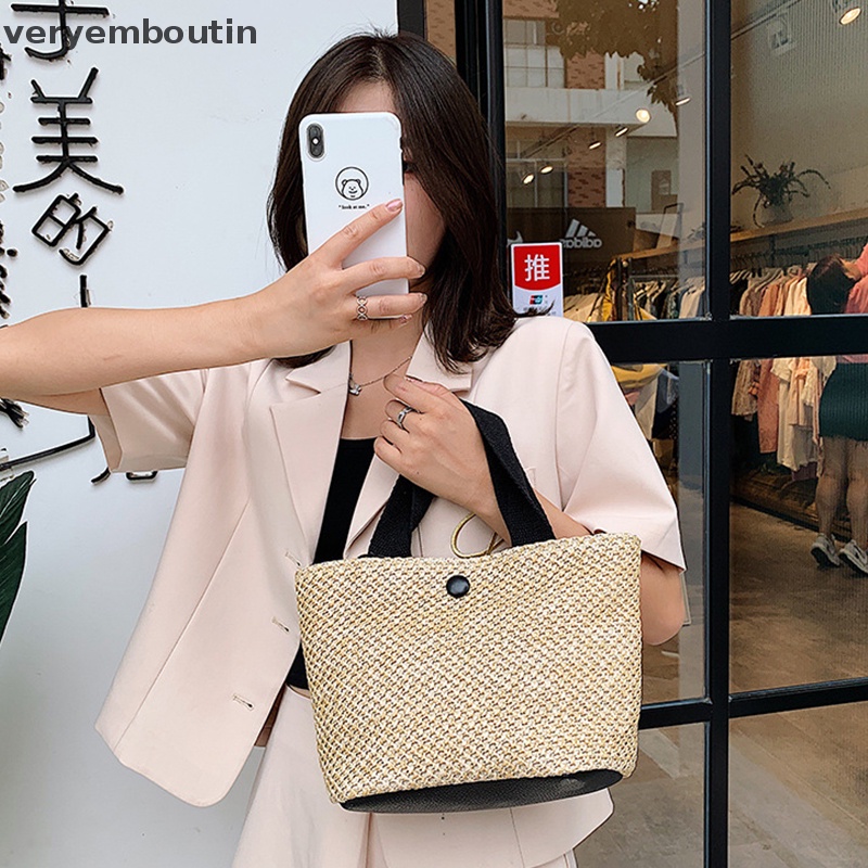 Túi Xách Đan Cói Đeo Vai Sức Chứa Lớn Thời Trang Mùa Hè