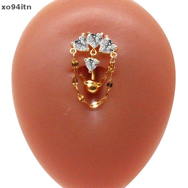 Khuyên Rốn Hình Trái Tim Bằng Thép Không Gỉ Đính Đá Quyến Rũ