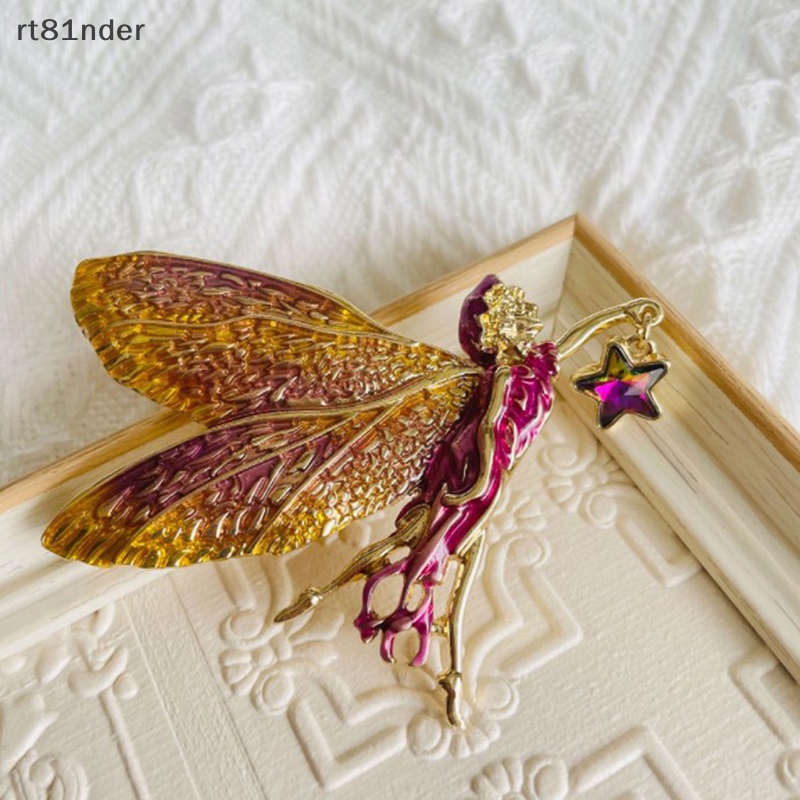 Rt Ghim Cài Áo Hình Thiên Thần Tiên Màu Gradient Tráng Men Ngôi Sao May Mắn Phong Cách Vintage Phụ Kiện Áo Len Cardigan Cho Nữ n