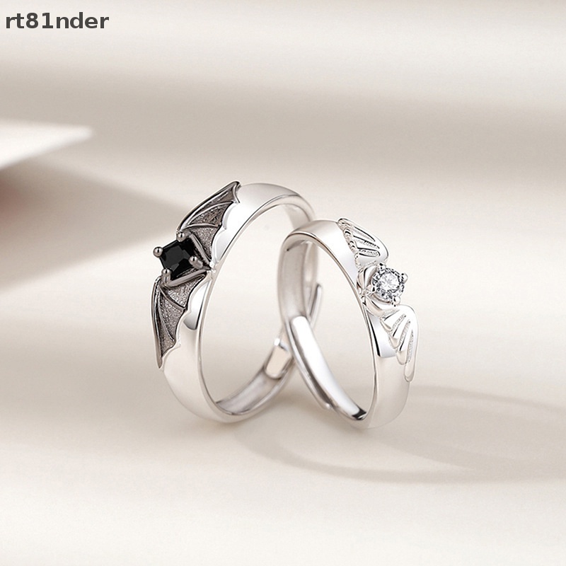 Rt 1 Cặp Nhẫn Đính Hôn Đôi Cánh Thiên Thần Có Thể Điều Chỉnh Kích Thước Thời Trang Lãng Mạn Dành Cho Nam Nữ
