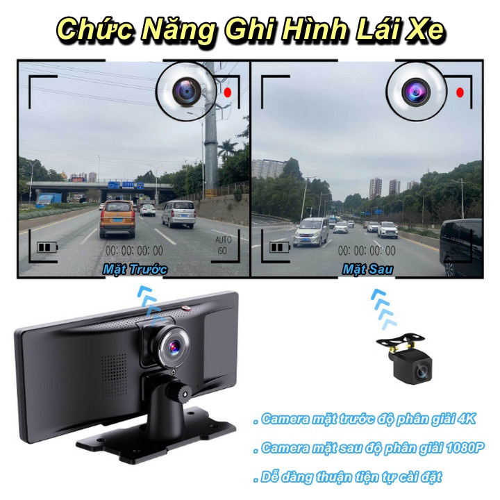 Màn Hình Ô Tô Taplo Carplay, Bản Đồ, Camera hành trình 4K - SUPERDECOR