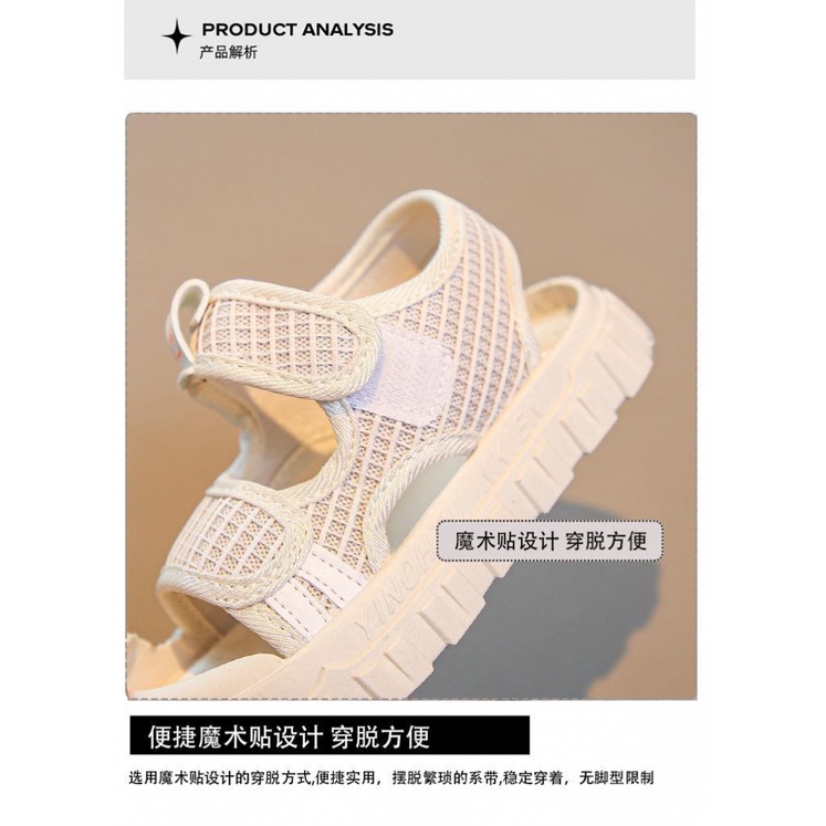 [Good Things Khuyến Mãi] Giày Sandal Thể Thao Đế Mềm Hở Ngón Quai Dán Chống Trượt Thoải Mái Mùa Hè Cỡ Vừa Và Lớn Cho Bé Trai