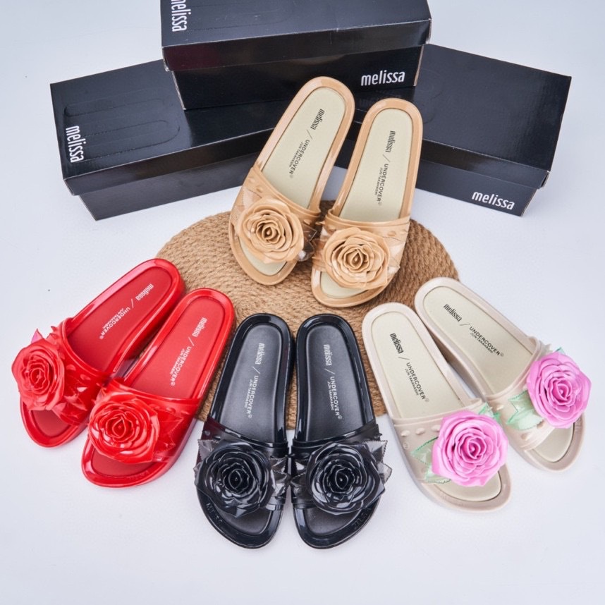 Dép Sandal Nhựa Hoa Hồng Đế Phẳng Dày Phong Cách Melissa Melissa 2023