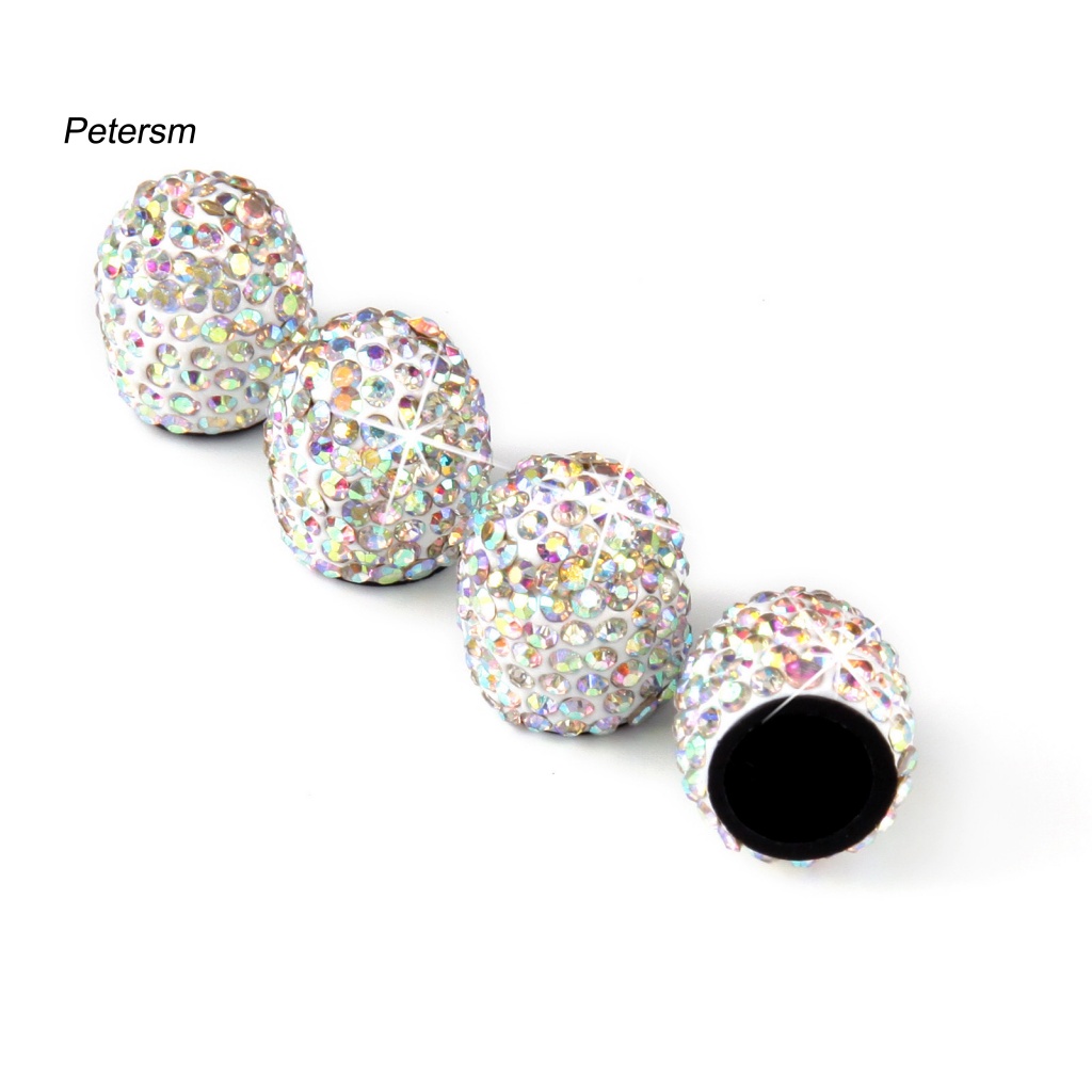 Set 4 Nắp Van Khí Bằng Nhựa PP Đính Đá Lấp Lánh Dành Cho Xe Ô Tô