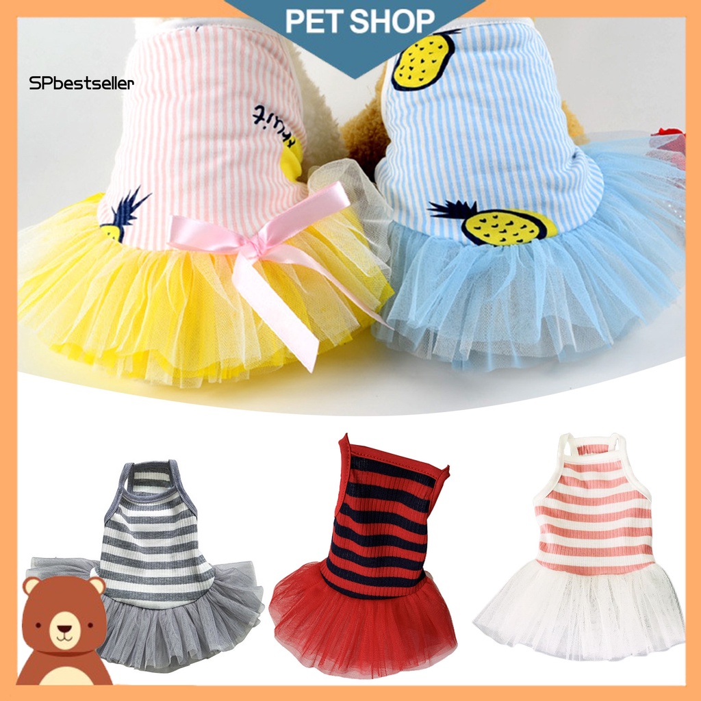 Spbestsellkr Đầm Cotton Mỏng Kẻ Sọc Tinh Tế Đáng Yêu Cho Thú Cưng Hàng Ngày