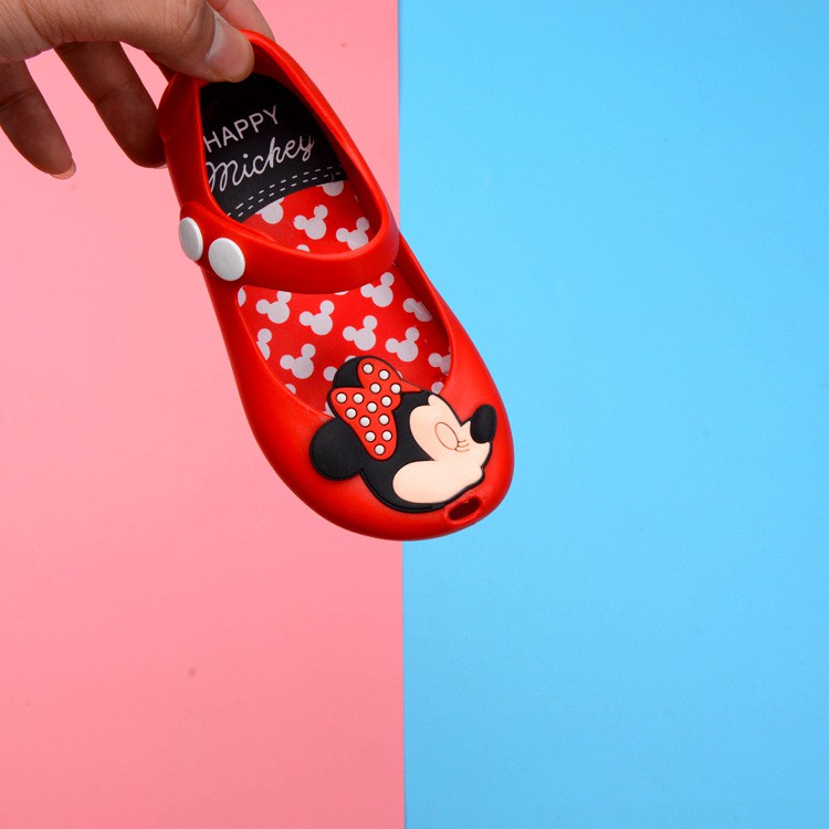 MINI MELISSA Xăng đan Nhựa Mềm Đính Nơ Hình Chuột Mickey Mini Cho Bé Gái
