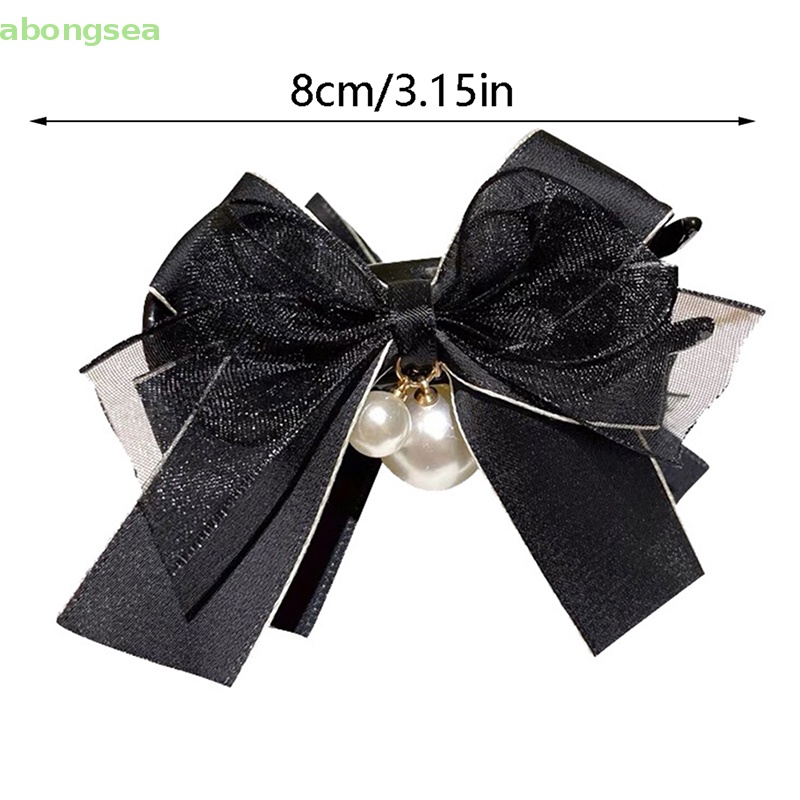 Kẹp Tóc Nơ Ren Đính Ngọc Trai Giả Thanh Lịch Thời Trang Hàn Quốc Cho Nữ