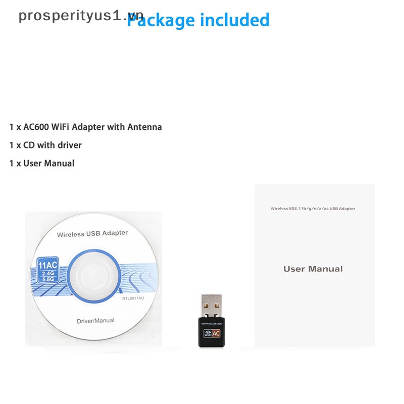 Usb WiFi Băng Tần Kép 600Mbps prosperityus1 2.4G / 5G Hz 802.11AC Chất Lượng Cao
