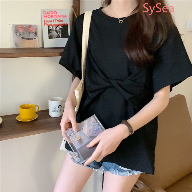 Áo Sơ Mi Dáng Rộng Đính Nơ Thời Trang Mùa Hè Hàn Quốc Dành Cho Nữ