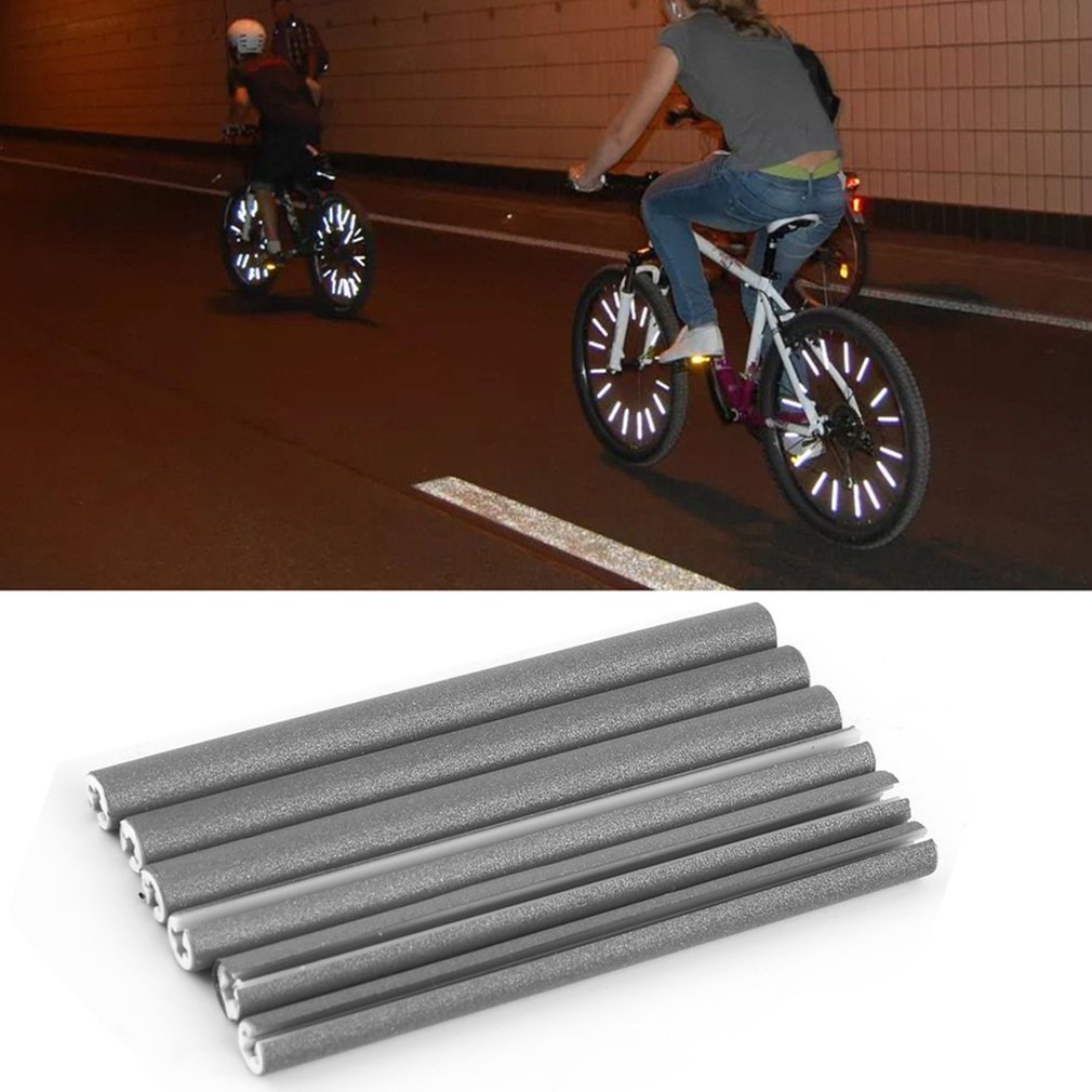 72Pcs Reflective Mount Clip Tubening Strip Bicycle Bike Wheel Spoke Reflector Mountain Rear Light [Q/6]