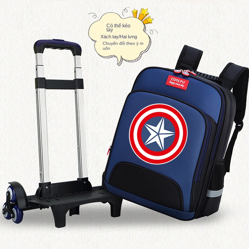 Ba Lô Đi Học Có Bánh Xe Kéo Họa Tiết Captain America Dành Cho Bé Trai 1-3 - 6th